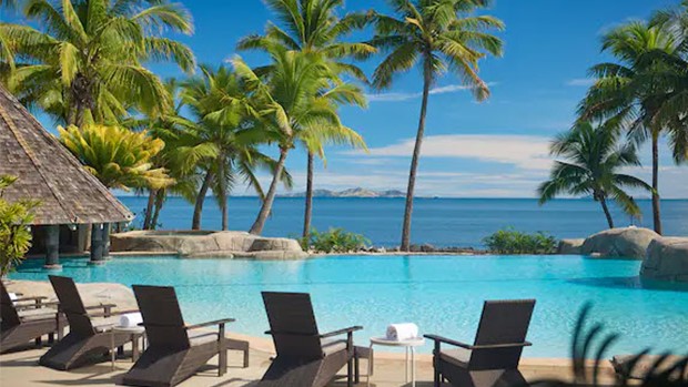 Pool with tropical views